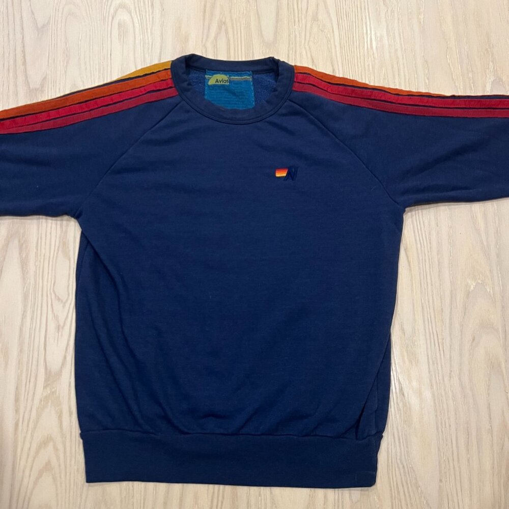 Aviator Nation Classic Relaxed Sweatshirt in Navy Blue, Size S